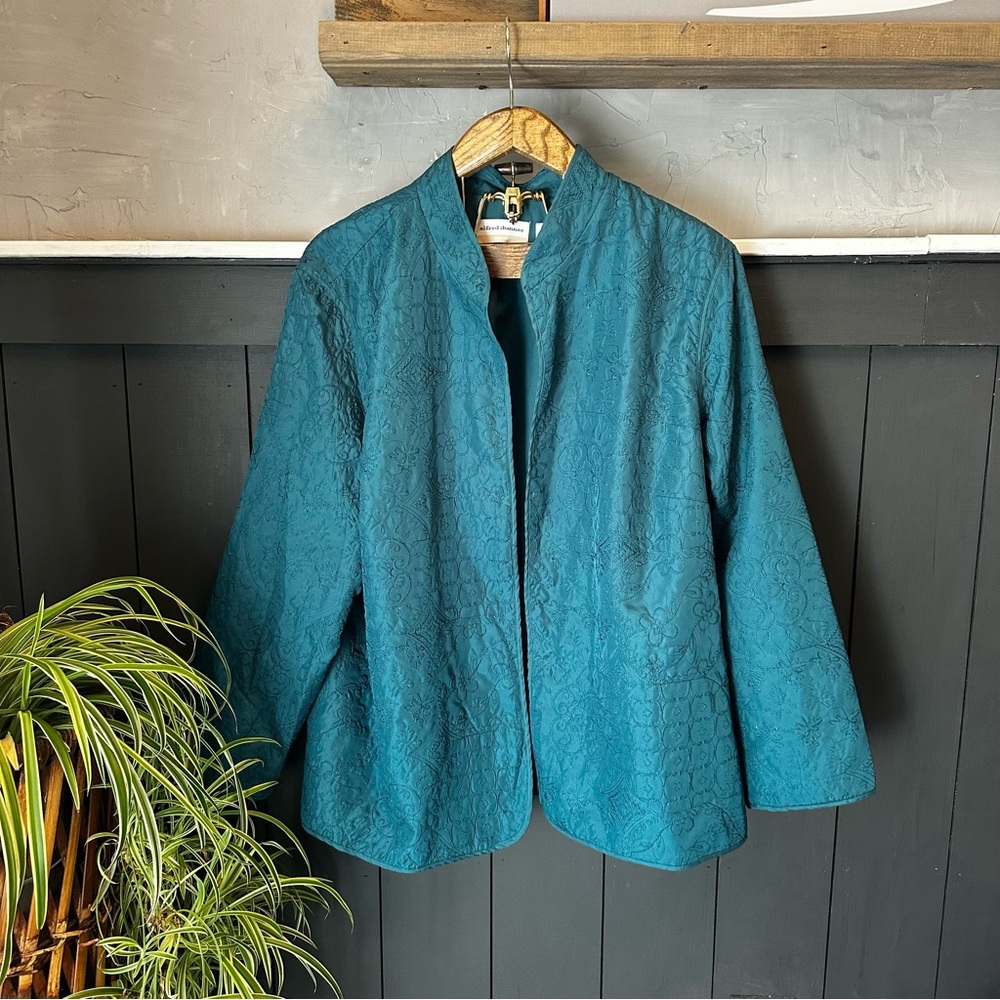 Alfred Dunner Teal Quilted Blazer Shacket Size 22W‎